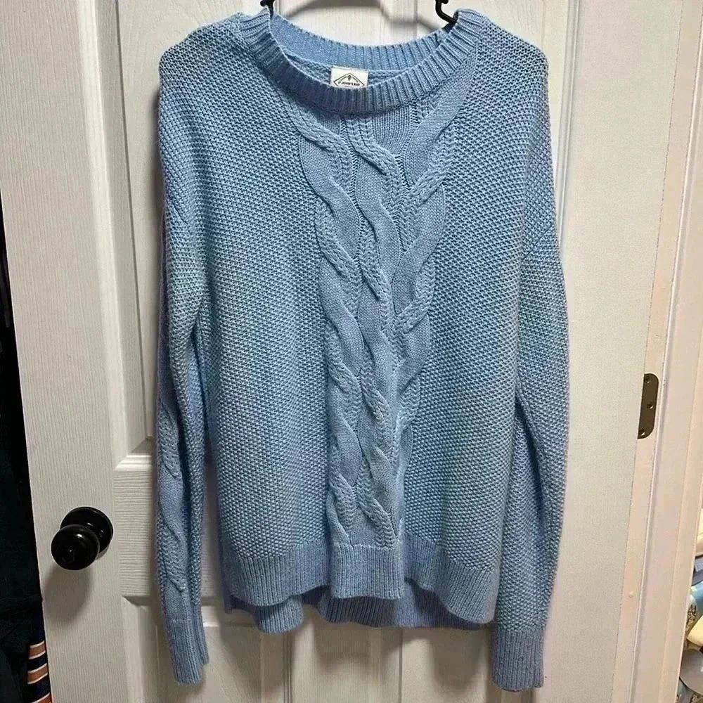BABY BLUE OVERSIZED KNIT ST JOHN’S BAY SWEATER - Picture 2 of 4